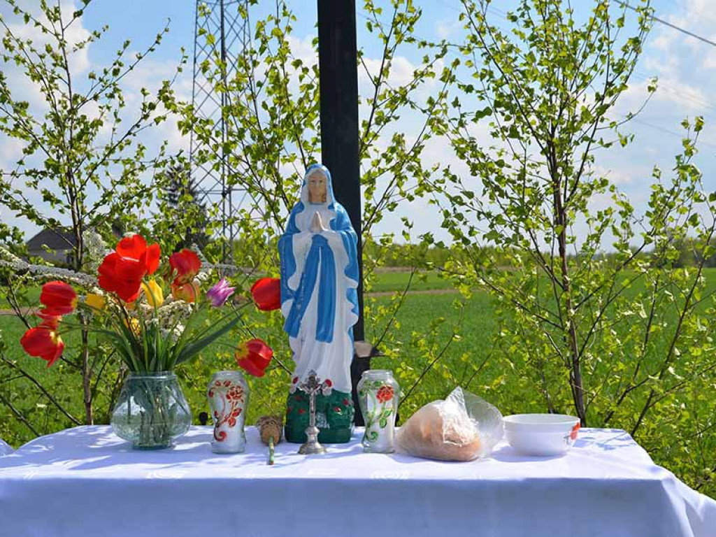 Uroczystość poswięcenia pól w Białej