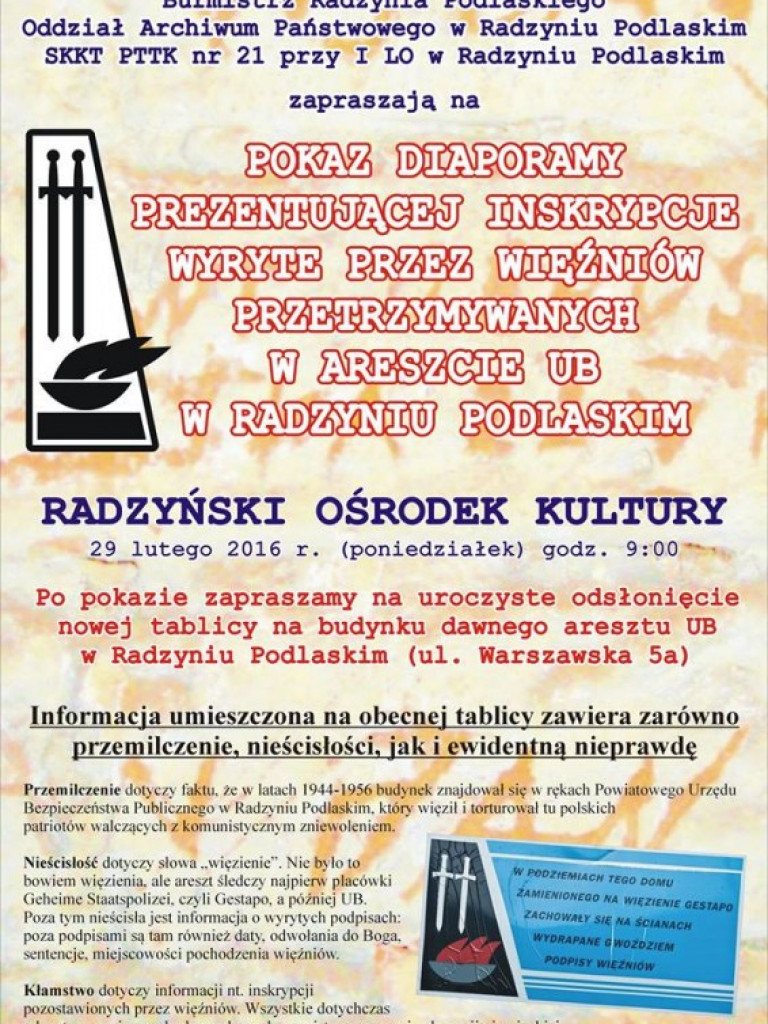 Zapraszamy na pokaz diaporamy i odsłonięcie nowej tablicy