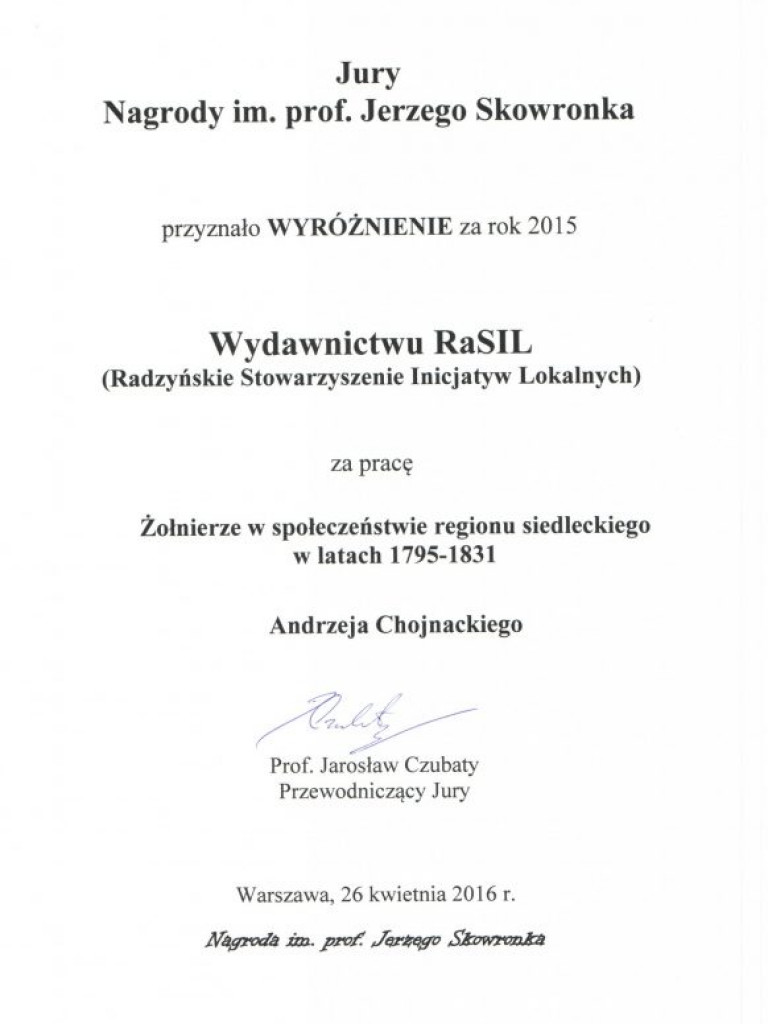RaSIL odebrał wyróżnienie w Konkursie im. prof. Jerzego Skowronka