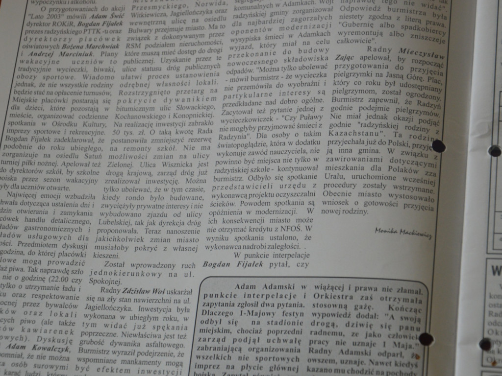 Radzyń 2003 na łamach 