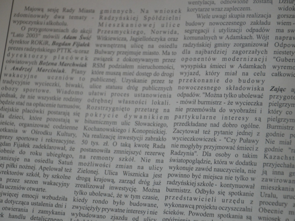 Radzyń 2003 na łamach 