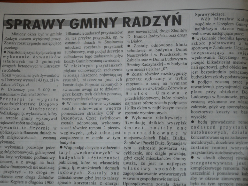 Radzyń 2003 na łamach 
