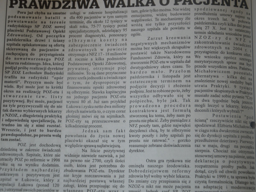 Radzyń 2003 na łamach 