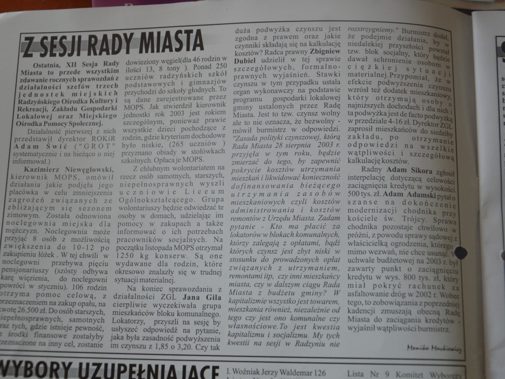 Radzyń 2003 na łamach 