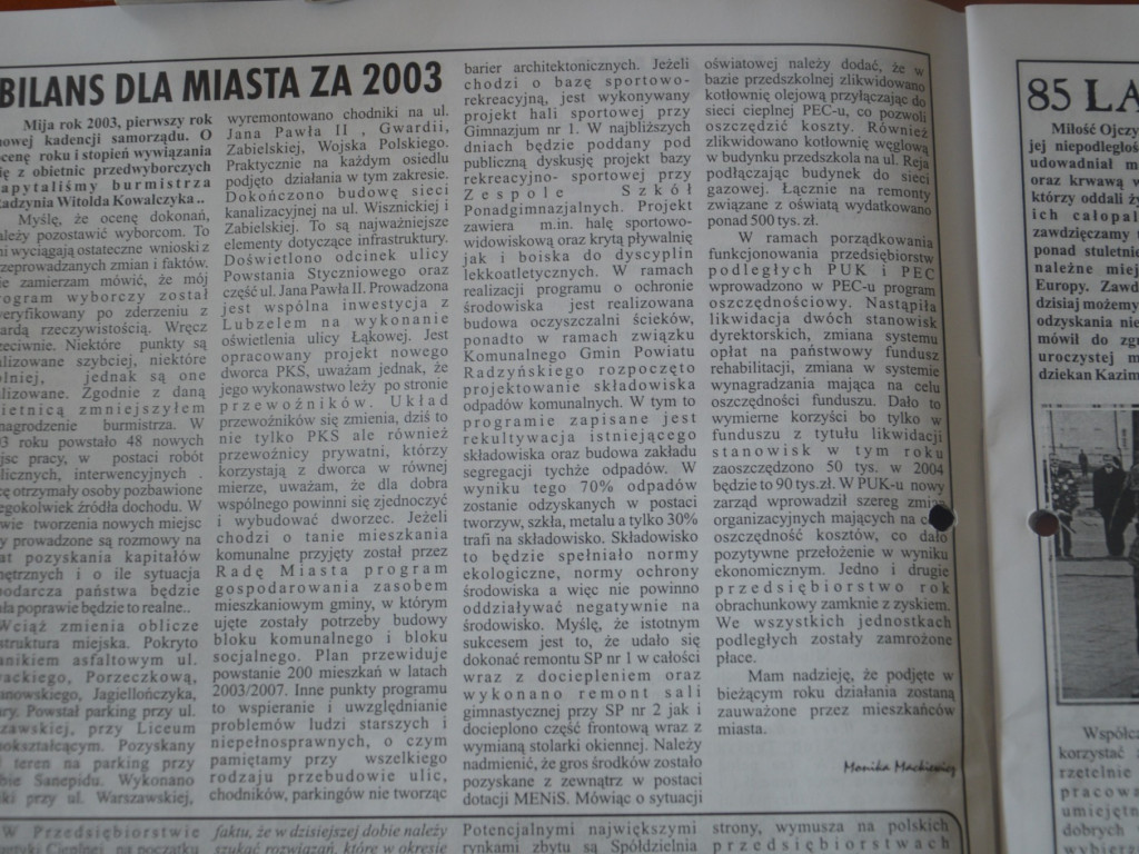 Radzyń 2003 na łamach 