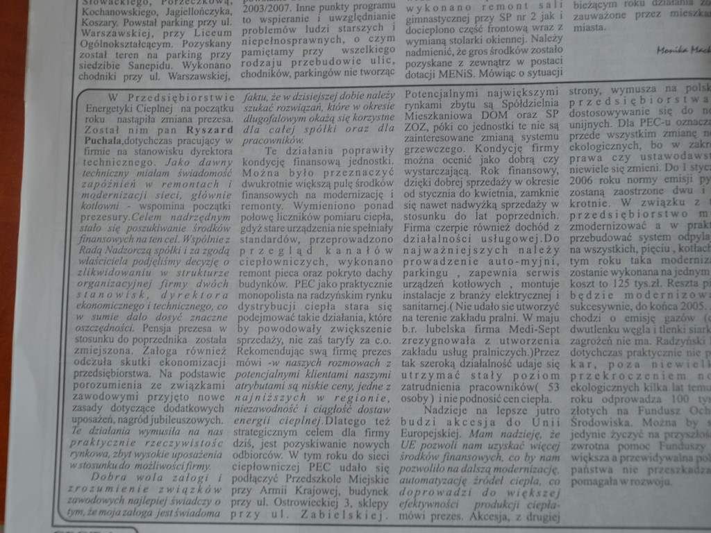 Radzyń 2003 na łamach 