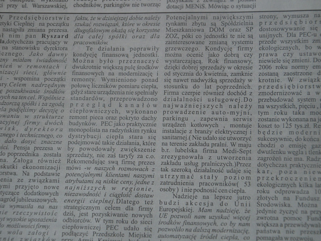 Radzyń 2003 na łamach 