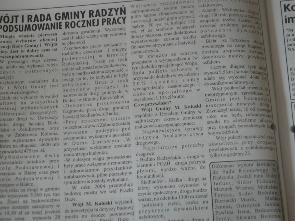 Radzyń 2003 na łamach 
