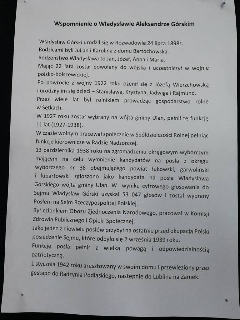 Wystawa działalności posła na Sejm II RP