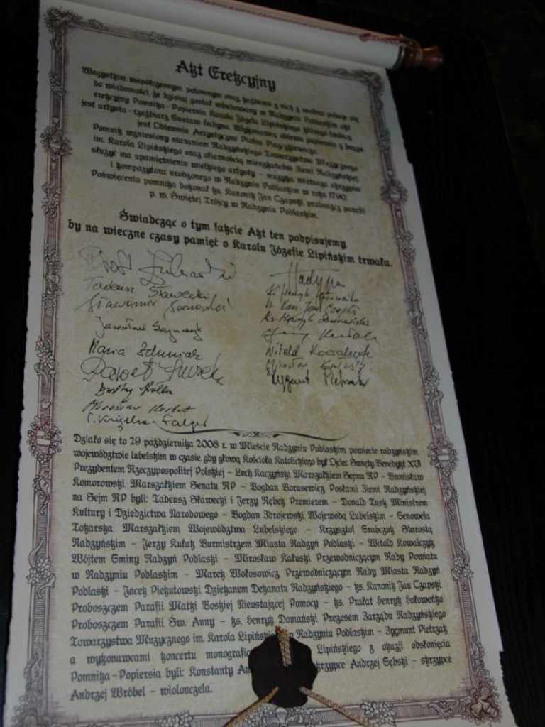 Odsłonięcie pomnika Karola Lipińskiego