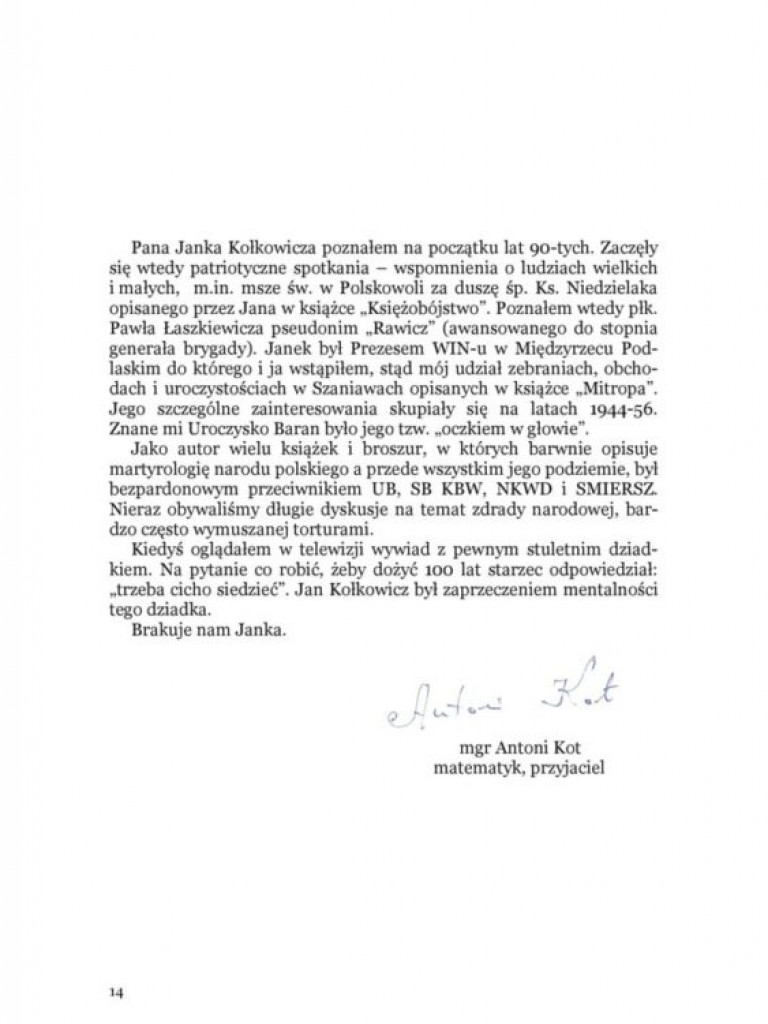 Jan Kołkowicz, cz. II