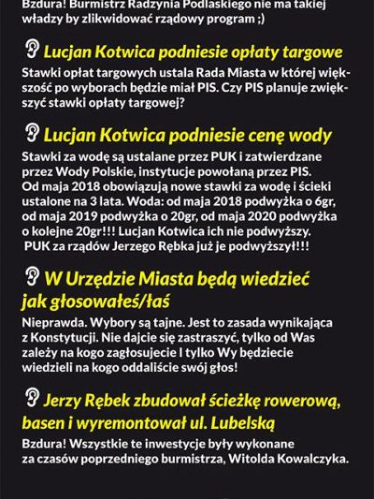 Barwy kampanii- grafiki, prostowanie plotek. Kotwica zaprasza Rębka na debatę