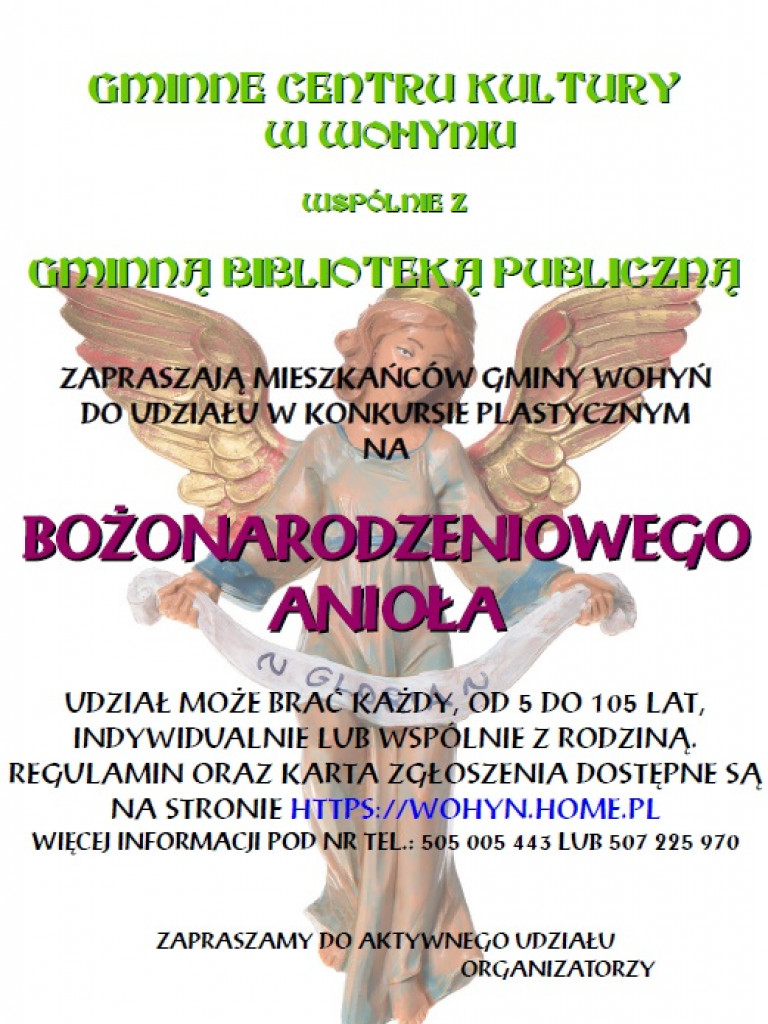 Konkurs plastyczny na bożonarodzeniowego anioła w Wohyniu