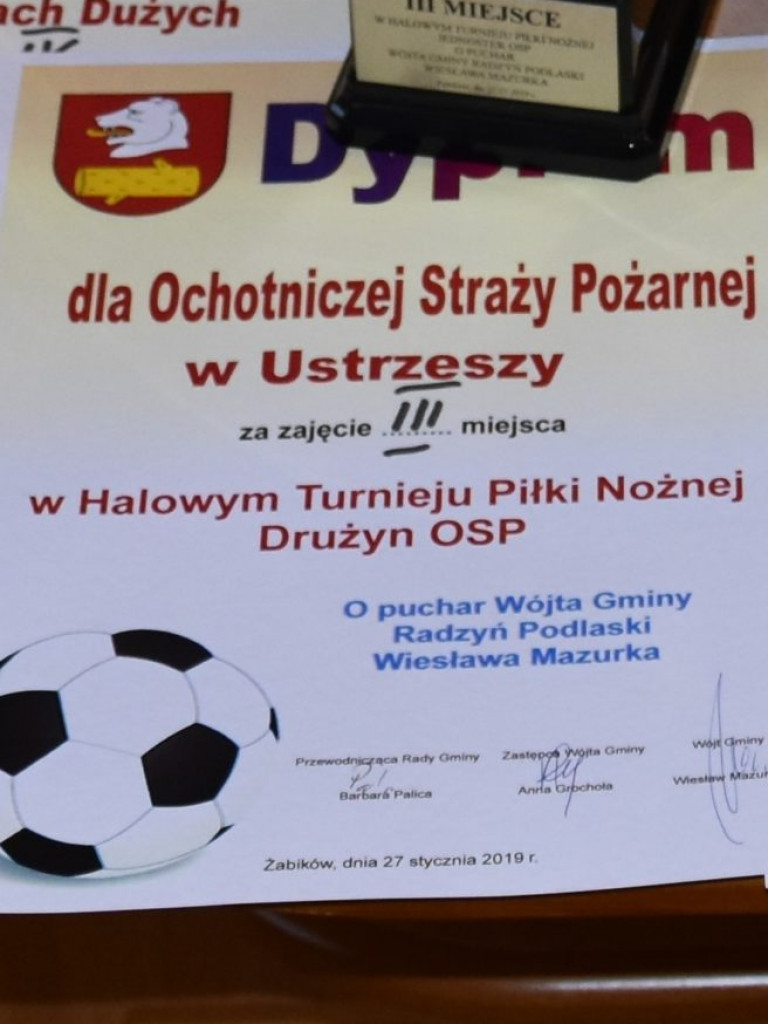 Turniej Halowej Piłki Nożnej Ochotniczych Straży Pożarnych Gminy Radzyń Podlaski 2019 rozstrzygnięty