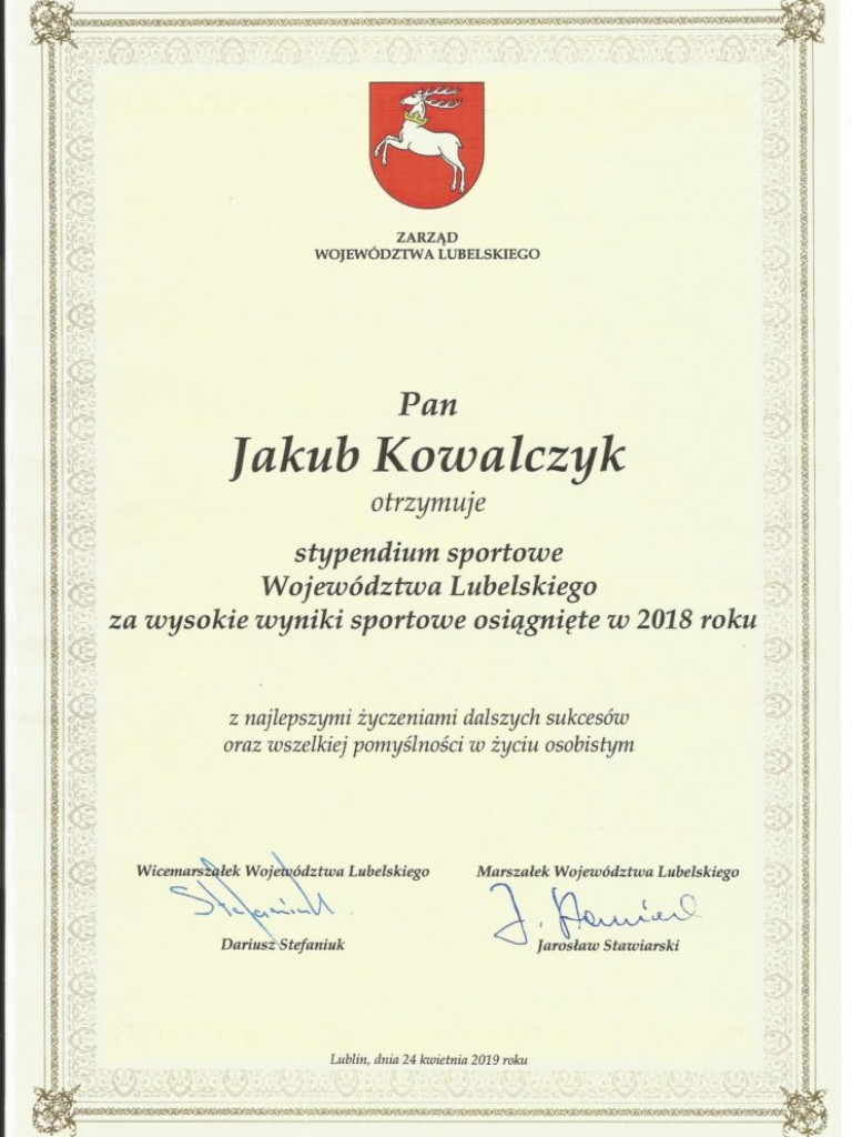 Jakub Kowalczyk i Mateusz Bujek w gronie najlepszych sportowców Lubelszczyzny