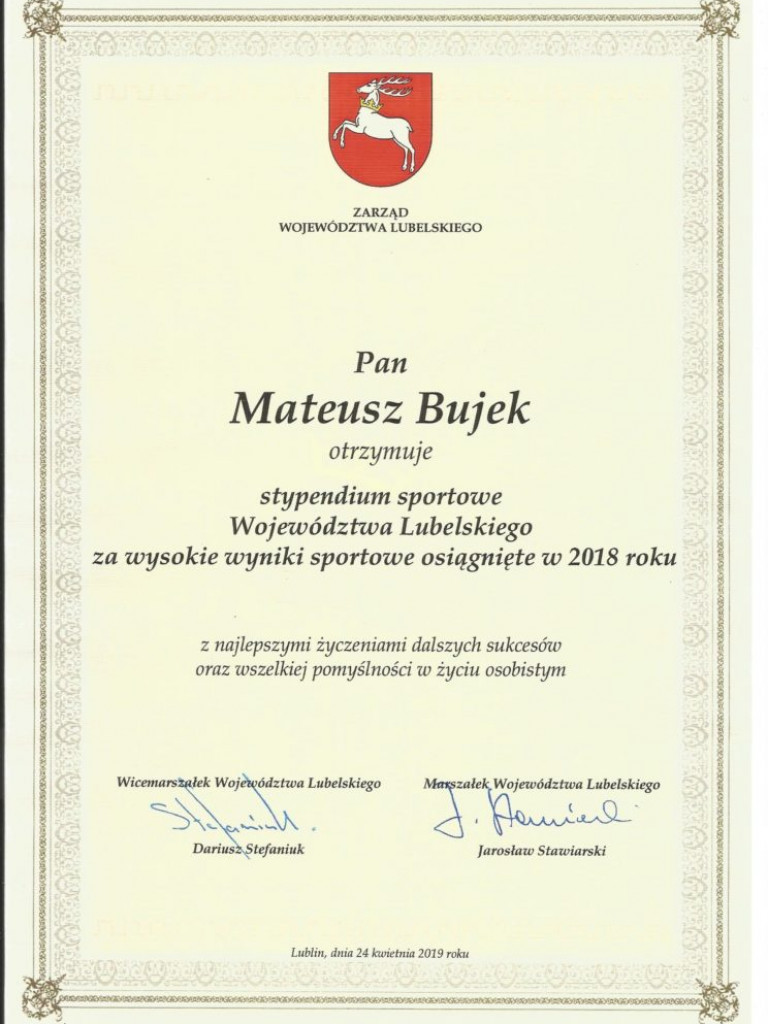 Jakub Kowalczyk i Mateusz Bujek w gronie najlepszych sportowców Lubelszczyzny