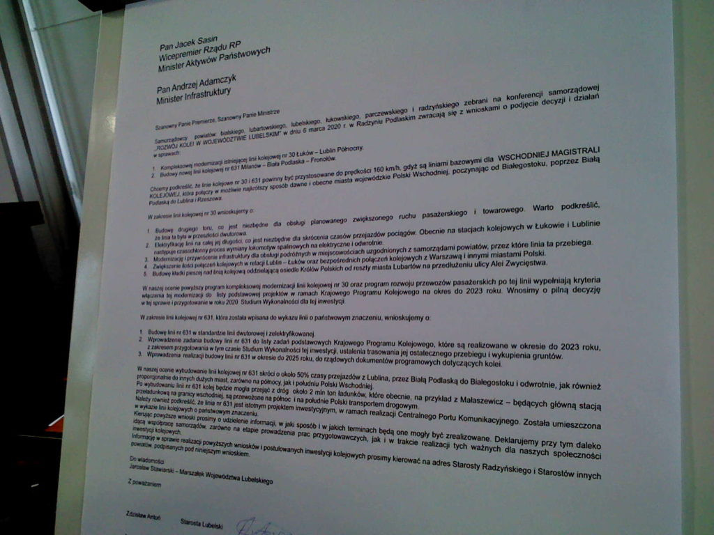 Konferencja w sprawach kolejowych w Radzyniu