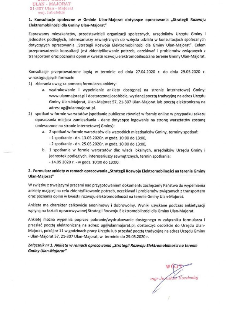 Konsultacje społeczne w gminie Ulan-Majorat