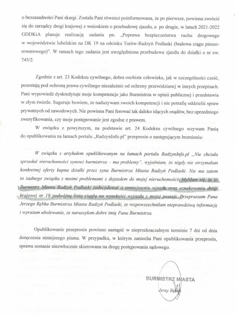 Korespondencja Anny Pękały z GDDKiA i burmistrzem
