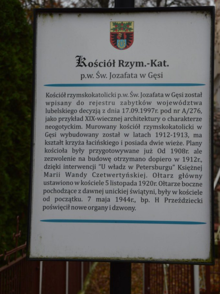 Święty Jozafat Kuncewicz i parafia w Gęsi