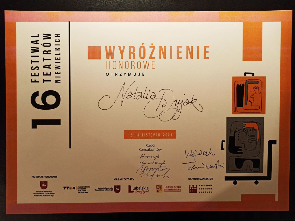 Natalia Dyjak wyróżniona na festiwalu teatralnym