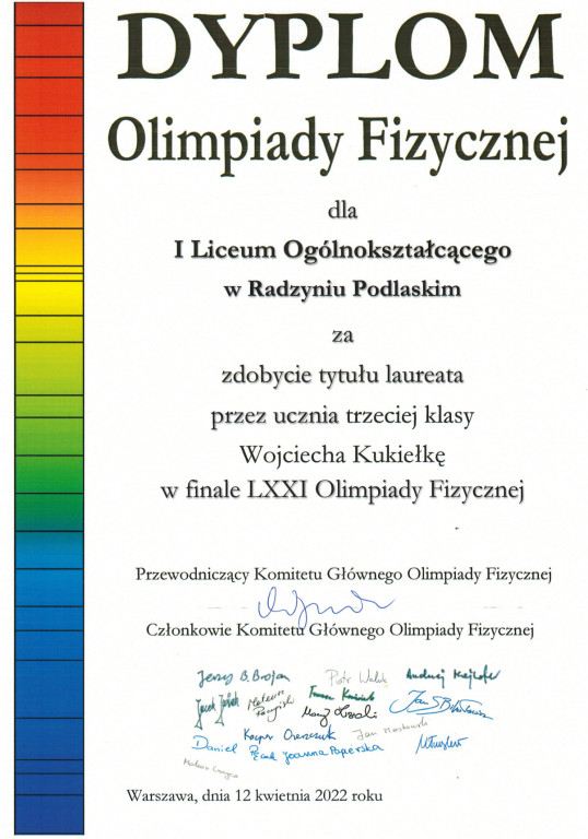 Uczeń I LO laureatem olimpiady fizycznej