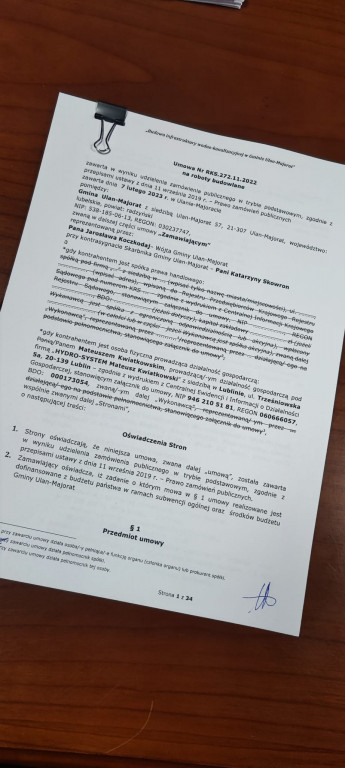 Podpisanie umowy gminy Ulan z firmą Hydrosystem