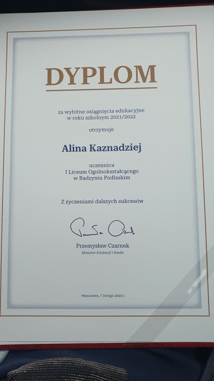 Uroczystość przyznania uczniom I LO stypendiów