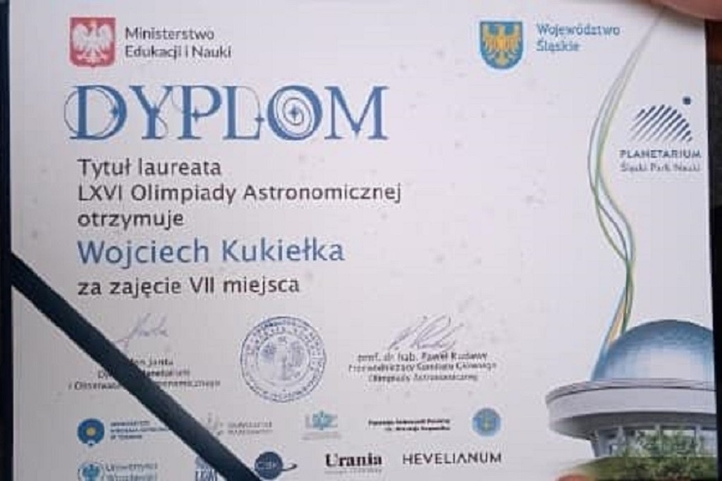 Wojciech Kukiełka na olimpiadzie astronomicznej