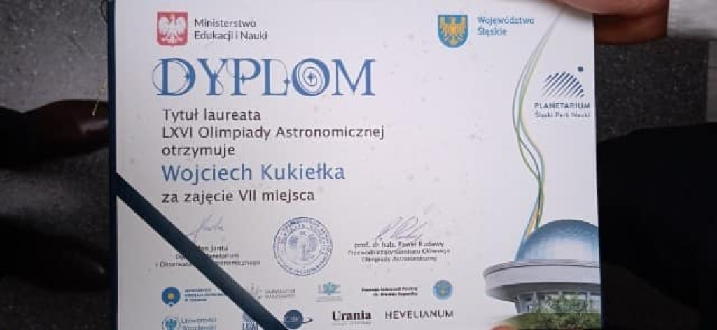 Wojciech Kukiełka na olimpiadzie astronomicznej