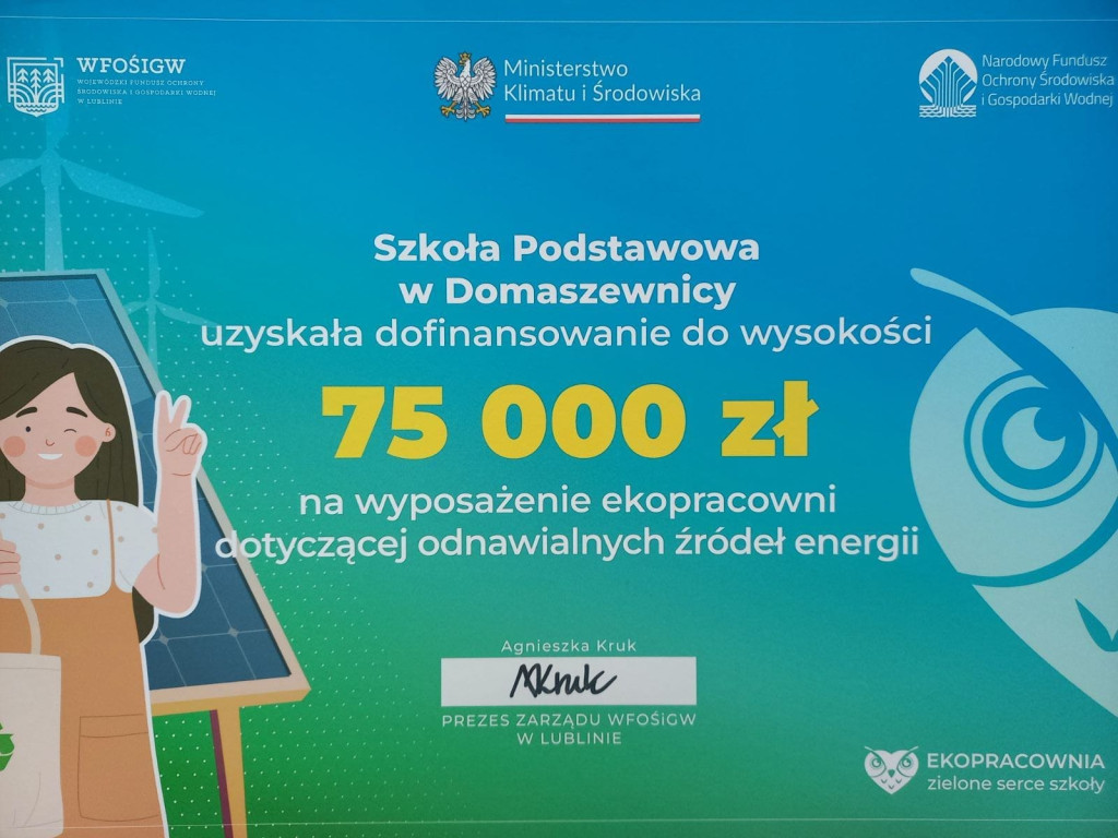 Wyróżnienie dla szkoły w Domaszewnicy