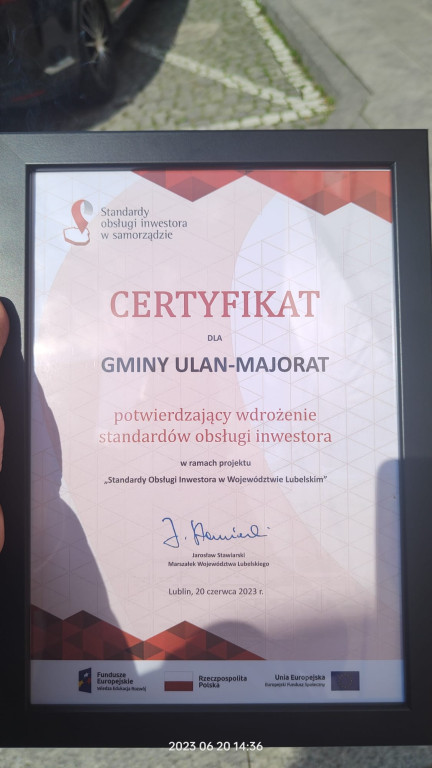 Przyznanie certyfikatu gminie Ulan-Majorat