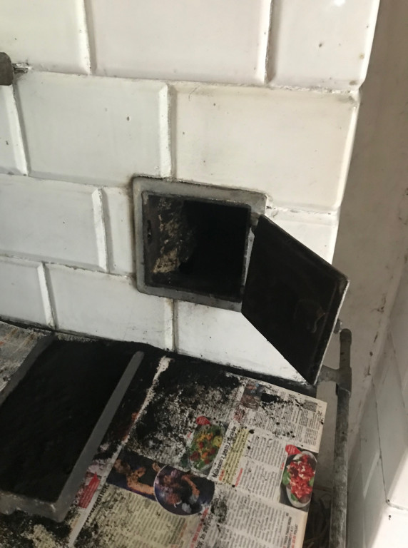 Gołąb uwięziony w kominie