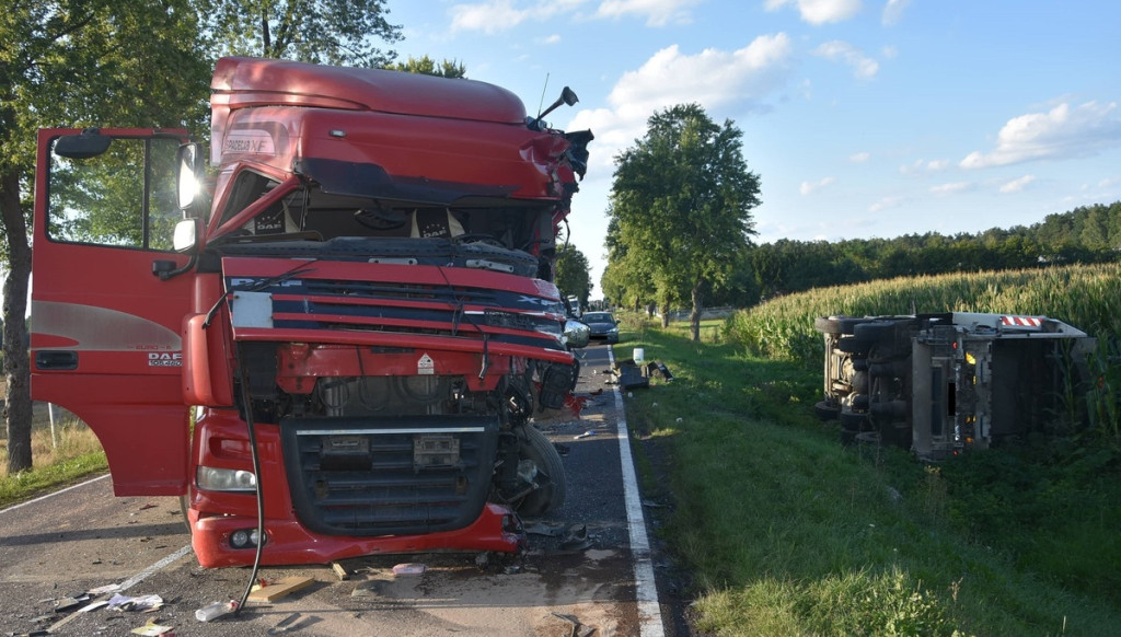 Zderzenie ciężarówek na drodze krajowej w Turowie
