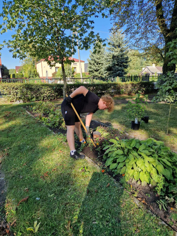 Sadzenie roślin przed I LO w Radzyniu