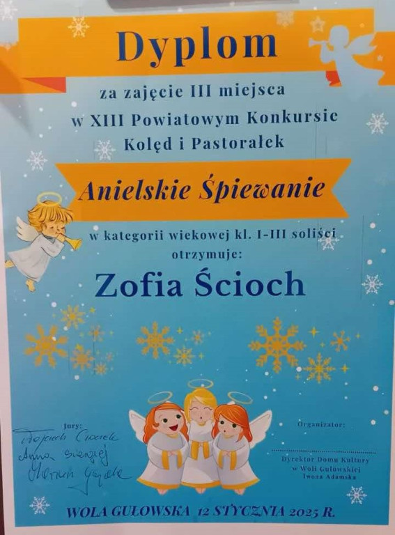 Rodzeństwo Ściochów na konkursie w Woli Gułowskiej