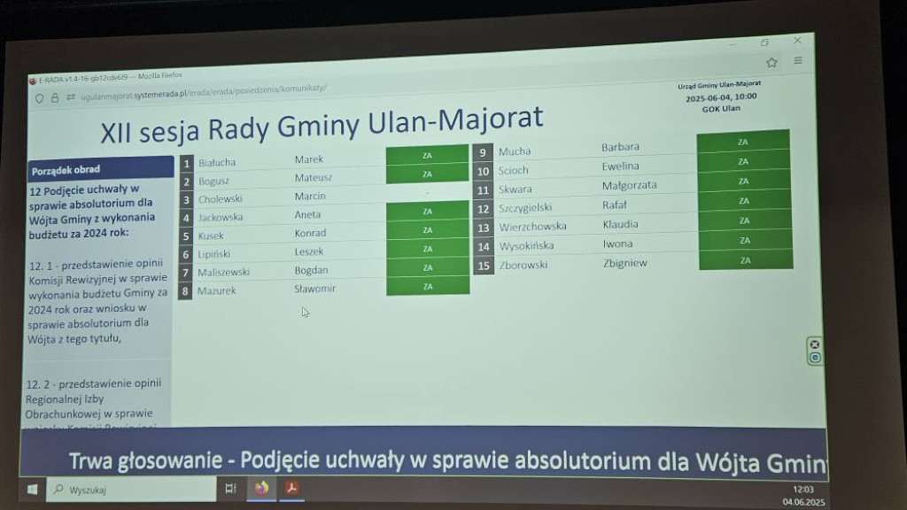 Sesja Rady Gminy Ulan-Majorat
