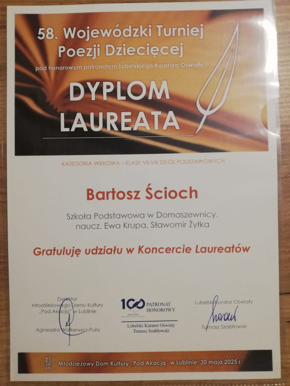 Bartosz Ścioch nagrodzony na konkursie