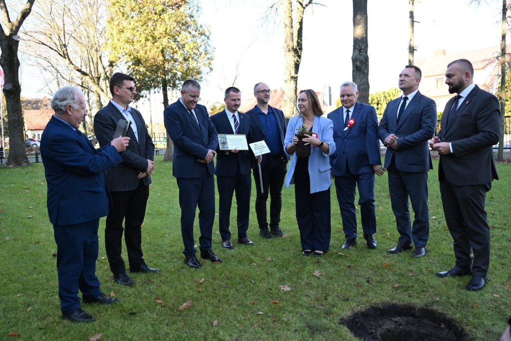 Zasadzenie dębu >Bartuś< na placu I LO w Radzyniu