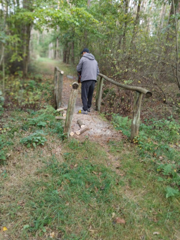 Wymiana kładki w lesie Sumierz