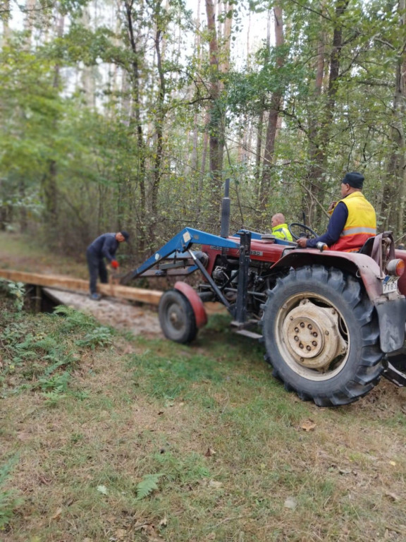 Wymiana kładki w lesie Sumierz