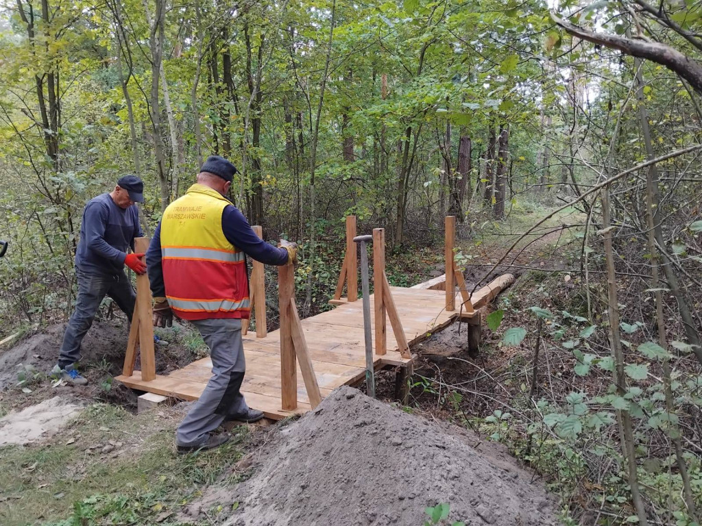 Wymiana kładki w lesie Sumierz