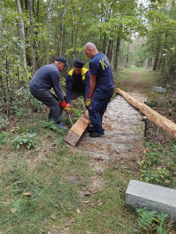 Wymiana kładki w lesie Sumierz