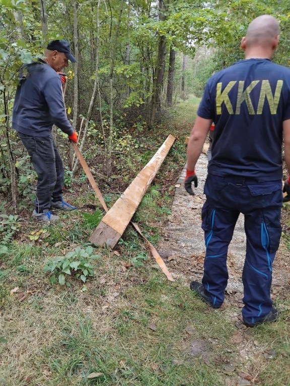 Wymiana kładki w lesie Sumierz
