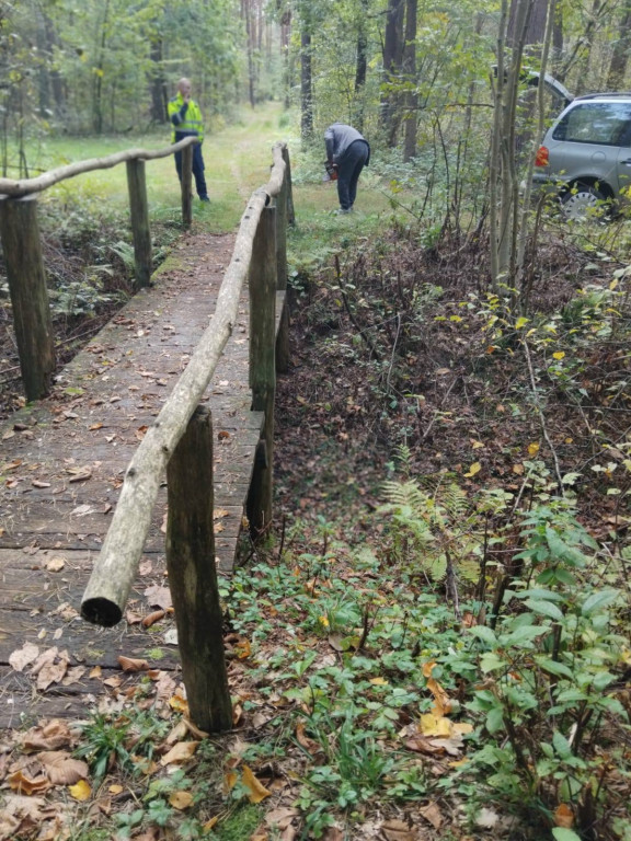 Wymiana kładki w lesie Sumierz