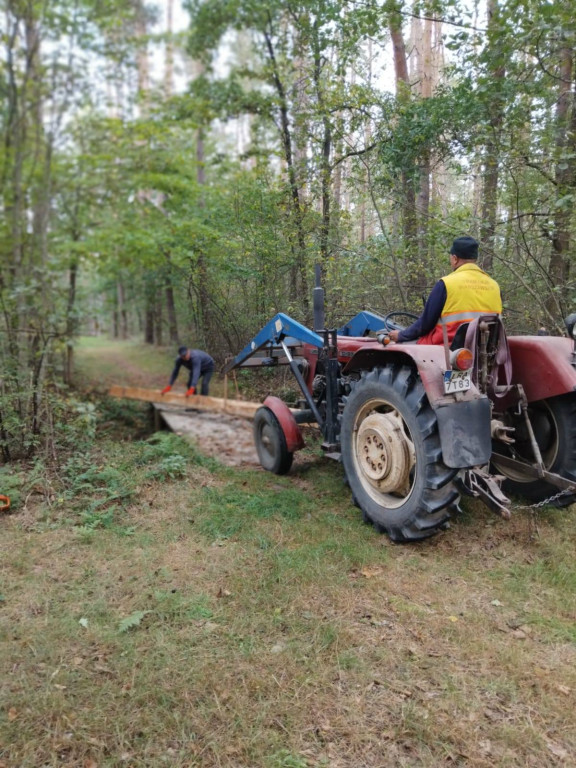 Wymiana kładki w lesie Sumierz