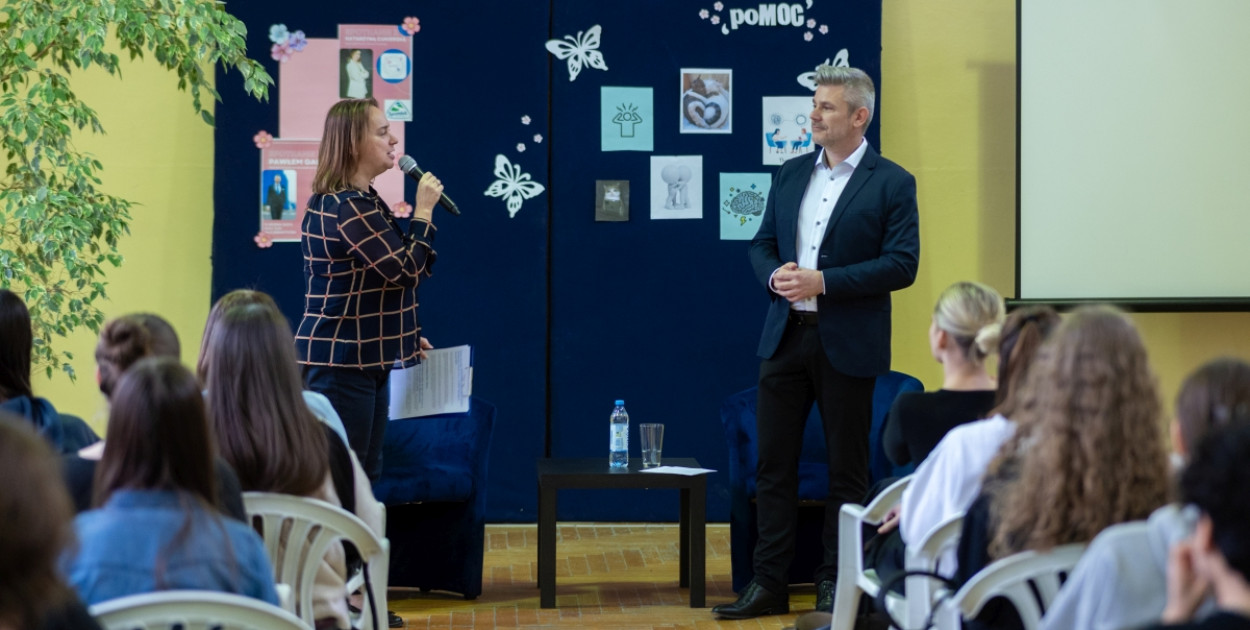 Spotkanie uczniów I LO z prezesem Spomleku