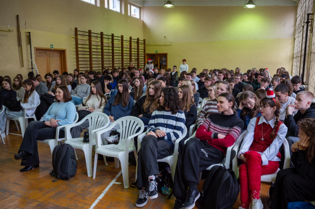 Spotkanie uczniów I LO z prezesem Spomleku