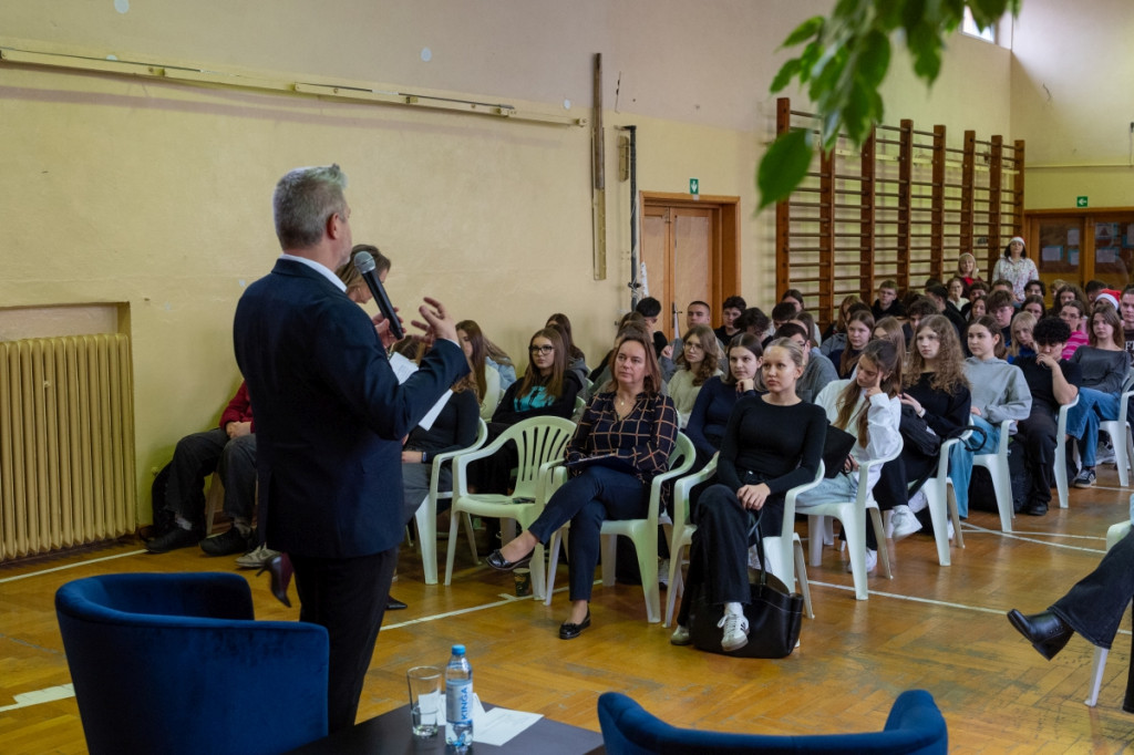 Spotkanie uczniów I LO z prezesem Spomleku