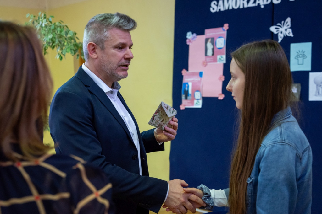 Spotkanie uczniów I LO z prezesem Spomleku